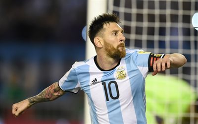 Lionel Messi, 4k, Argentina i fotboll, portr&#228;tt, fotboll, Argentinsk fotbollsspelare, fotbolls-star, Argentina