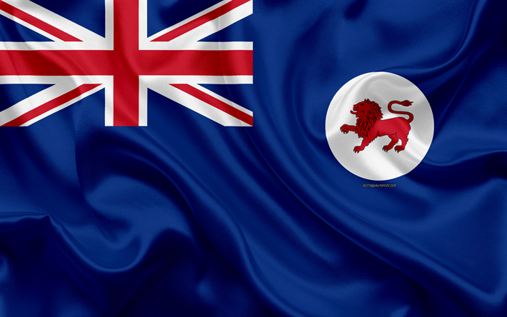Bandiera della Tasmania, 4k, seta, bandiera, bandiera nazionale, di Stato Australiano, simbolo nazionale, Tasmania, Australia