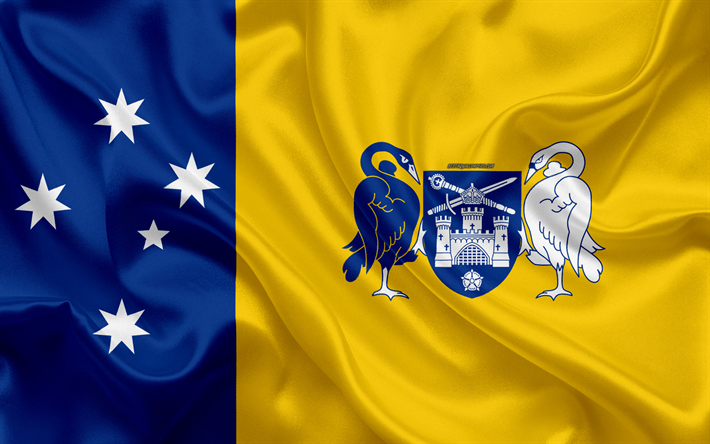フラグ、オーストラリア首都特別地域, 4k, シルクの質感, 国旗, オーストラリア州, 国立シンボル, オーストラリア首都特別地域, 旗, 豪州