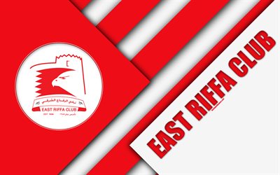 East Riffa Club, 4k, logotipo, dise&#241;o de materiales, rojo, blanco abstracci&#243;n, Bahrein club de f&#250;tbol, Riffa, Bahrein, de f&#250;tbol, de Bahrein de la Premier League