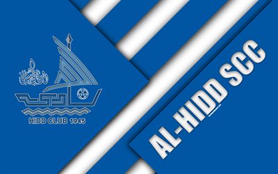 Al-Hidd SCC, 4k, logo, material design, blue white abstraction, Bahrain football club, Muharraq, Bahrain, football, Bahraini Premier League