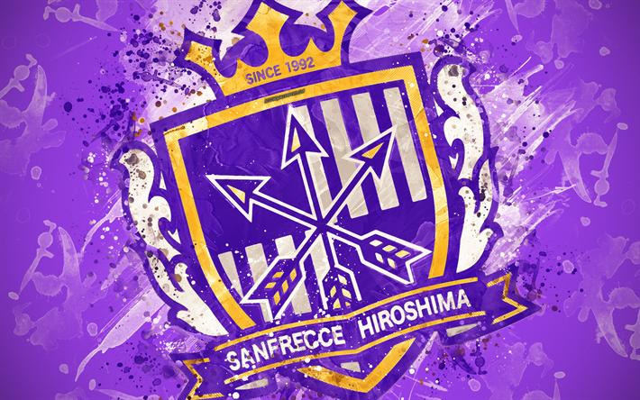 ダウンロード画像 サンフレッチェ広島fc 4k 塗装の美術 ロゴ 創造 日本サッカーチーム J1リーグ エンブレム 紫色の背景 グランジスタイル 広島 日本 サッカー フリー のピクチャを無料デスクトップの壁紙