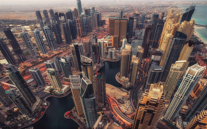 Dubai, EMIRATOS &#225;rabes unidos, paisaje urbano, la niebla, los rascacielos, los Emiratos &#193;rabes Unidos