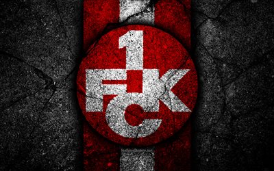 Kaiserslautern FC, 4k, grunge, logo, Bundesliga 2, creativit&#224;, Italian football team, black stone, Kaiserslautern, emblema, asfalto, texture, Germany, FC Kaiserslautern