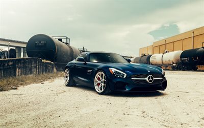 Mercedes AMG GT S, 2018, nero lusso coup&#233; sportiva, di ottimizzazione, di colore nero, GT, supercar tedesca, Mercedes
