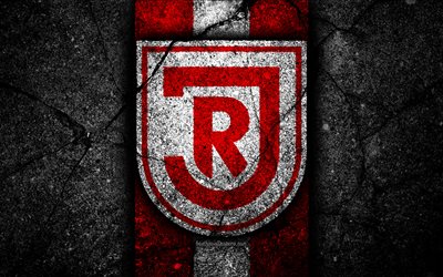 2 Jahn Regensburg FC, 4k, grunge, logo, Ligi, yaratıcı, Alman Futbol Takımı, siyah taş, SSV Jahn Regensburg, amblem, asfalt doku, Almanya, FC Jahn Regensburg