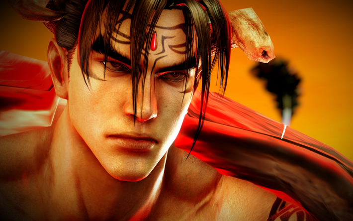 Jin kazama, 4k, opere d&#39;arte, devil Jin di Tekken 7, serie Tekken