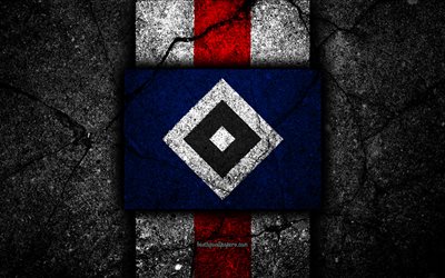 Hamburgo FC, 4k, grunge, logotipo, HSV, la Bundesliga 2, creatividad, German equipo de f&#250;tbol, black stone, el Hamburgo, el emblema, el asfalto de la textura, Germany, FC Hamburgo