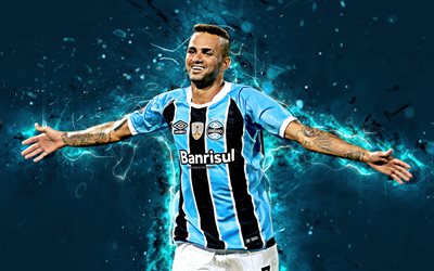 Luan Vieira, 4k, soyut sanat, Brezilyalı futbolcu, Gremio, futbol, Charter, Brezilya Serie A, neon ışıkları, FC Gremio, Brezilya