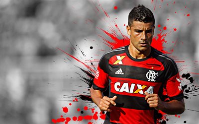 Ederson, 4k, grunge, brasilialainen jalkapalloilija, Flamengo, jalkapallo, Honorato Ederson Campos, Brasilian Serie A, luova, Flamengo FC, Brasilia