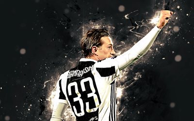 4k, Federico Bernardeschi, baksida, abstrakt konst, Italien, Juventus, fotboll, Serie A, Bernardeschi, fotbollsspelare, neon lights, Juventus FC, kreativa, Italienska fotbollsspelare