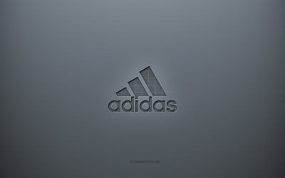 Adidas logo, gray creative background, Adidas old emblem, Adidas old logo, gray paper texture, Adidas, gray background, Adidas 3d logo