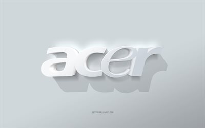 acer-logo, wei&#223;er hintergrund, acer-3d-logo, 3d-kunst, acer, 3d-acer-emblem