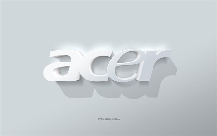 エイサーのロゴ, 白背景, Acer3dロゴ, 3Dアート, エイサー, 3Dエイサーエンブレム