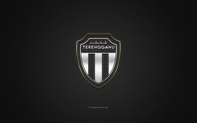 Terengganu FC, Malaysian football club, gray logo, gray carbon fiber background, Malaysia Super League, football, Terengganu, Malaysia, Terengganu FC logo
