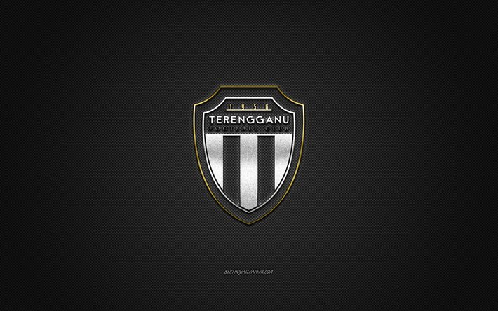 Terengganu FC, club de football malaisien, logo gris, fond gris en fibre de carbone, Malaysia Super League, football, Terengganu, Malaisie, logo Terengganu FC