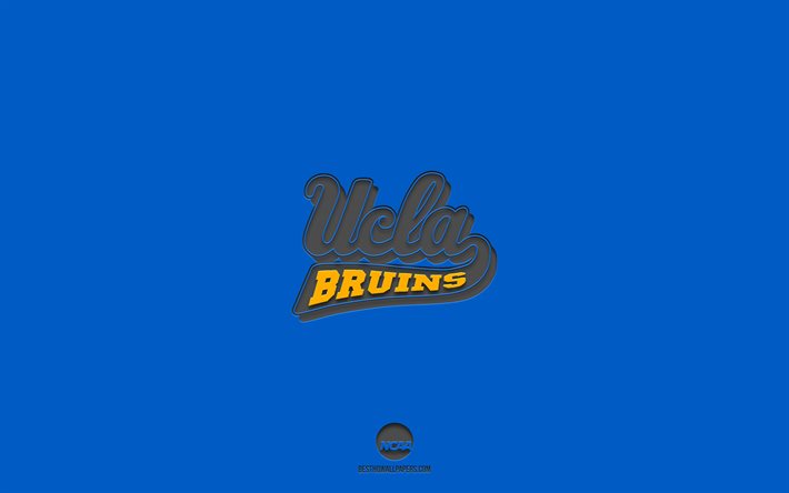 UCLA Bruins, mavi arka plan, Amerikan futbol takımı, UCLA Bruins amblemi, NCAA, California, ABD, Amerikan Futbolu, UCLA Bruins logosu