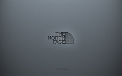The North Face -logotyp, grå kreativ bakgrund, The North Face -emblem, grått papper, The North Face, grå bakgrund, The North Face 3d -logotyp