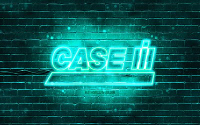 Case IH turquoise logo, 4k, turquoise brickwall, Case IH logo, brands, Case IH neon logo, Case IH