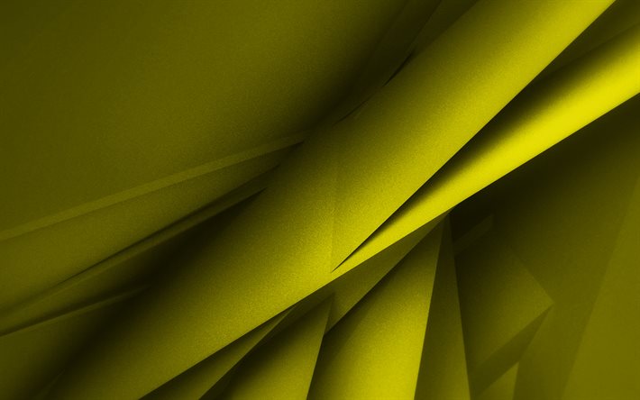 forme geometriche gialle, 4K, trame 3D, trame geometriche, sfondi gialli, sfondo geometrico 3D, sfondi astratti gialli