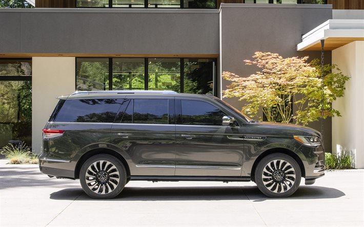 2022年, Lincoln Navigator, 4k, 側面図, 外側, 新しい灰色のナビゲーター, 高級SUV, アメリカ車, リンカーン