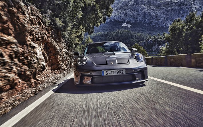 2022, Porsche 911 GT3 Touring, vue de face, nouvelle 911 GT3 grise, coup&#233; sport, voitures de sport allemandes, Porsche