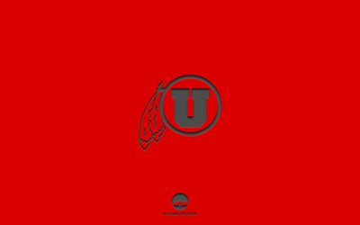 Utah Utes, red background, American football team, Utah Utes emblem, NCAA, Utah, USA, American football, Utah Utes logo