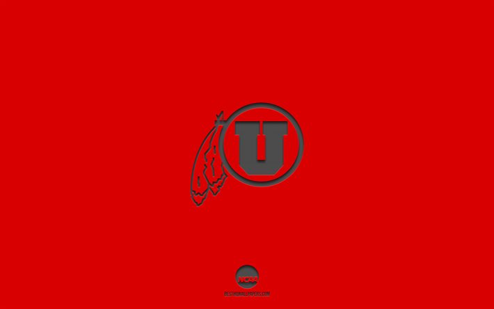 Utah Utes, red background, American football team, Utah Utes emblem, NCAA, Utah, USA, American football, Utah Utes logo