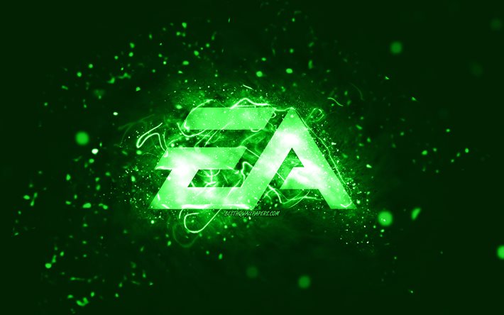 EA GAMES gr&#246;n logotyp, 4k, Electronic Arts, gr&#246;na neonljus, kreativ, gr&#246;n abstrakt bakgrund, EA GAMES logotyp, onlinespel, EA GAMES