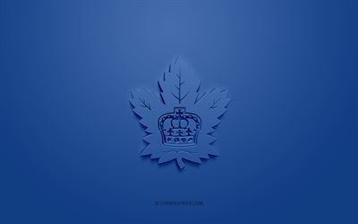 Toronto Marlies, creative 3D logo, blue background, AHL, 3d emblem, Canadian Hockey Team, American Hockey League, Canada, USA, 3d art, hockey, Toronto Marlies 3d logo