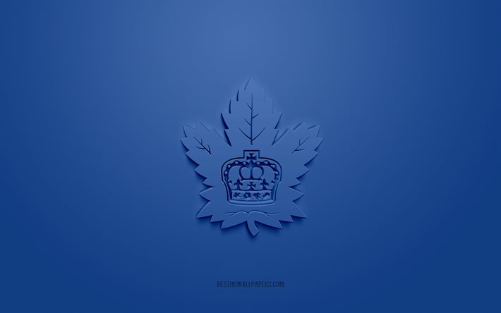 Toronto Marlies, logo 3D cr&#233;atif, fond bleu, AHL, embl&#232;me 3d, &#233;quipe canadienne de hockey, Ligue am&#233;ricaine de hockey, Canada, &#201;tats-Unis, art 3d, hockey, logo 3d Toronto Marlies