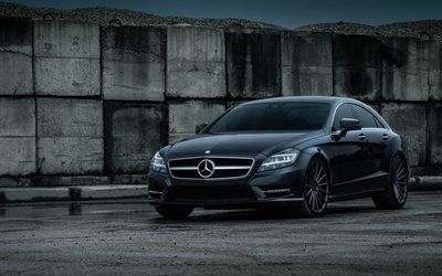 Mercedes-Benz CLS, 2016, Svart CLS, svart Mercedes, regn, tuning f&#246;r Mercedes