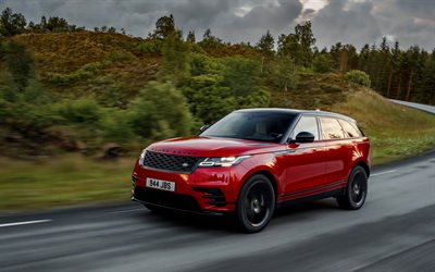Range Rover V&#233;laire, 2018 voitures, route, rouge V&#233;laire, Vus, Range Rover, Land Rover