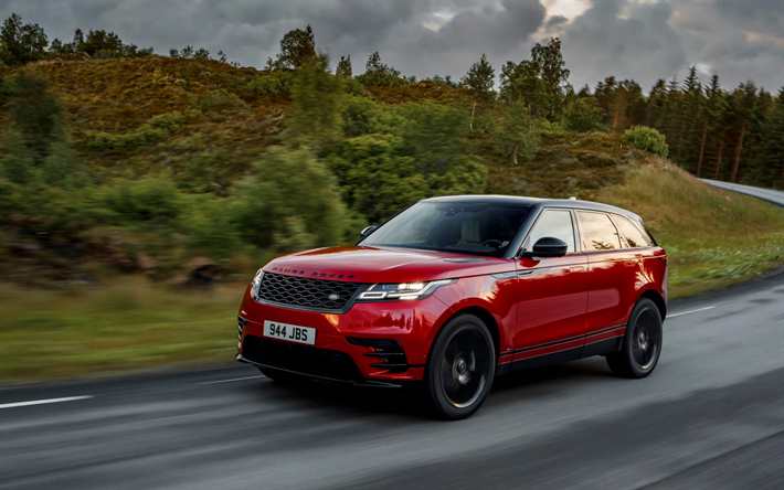 Range Rover Velar, 2018 carros, estrada, vermelho Velar, SUVs, Range Rover, Land Rover
