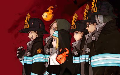 Fire Brigade Of Flames, manga, all characters, firefighters