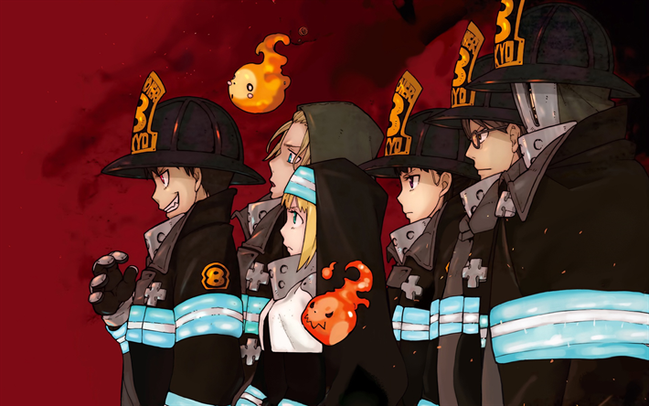 Fire Brigade Of Flames, manga, all characters, firefighters