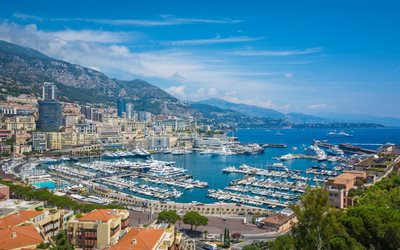 Monaco, sommar, Monte Carlo, b&#229;tar, Medelhavet, rikedom, lyx, havet