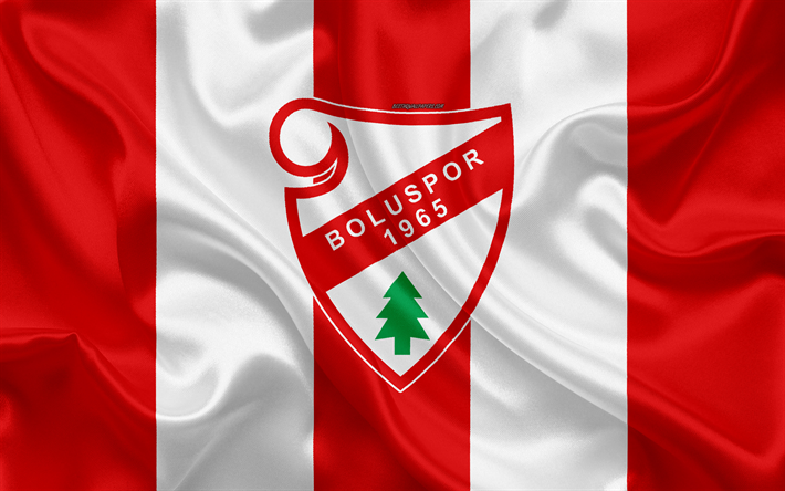 Boluspor, 4k, ロゴ, シルクの質感, トルコサッカークラブ, 赤白旗, エンブレム, 1リーグ, TFF初のリーグ, Bolu, トルコ, サッカー