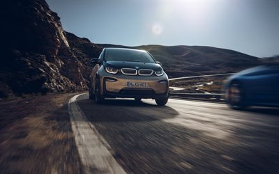 BMW i3, 2019, exterior, front view, electric car, electric hatchback, German cars, new brown i3, BMW