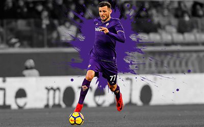 Cyril Thereau, 4k, art, ACF Fiorentina, french football player, splashes of paint, grunge art, creative art, Serie A, Italy, football, Fiorentina
