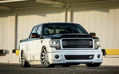 Ford F-150, white black SUV, lowrider, muscle, tuning F-150, Ford