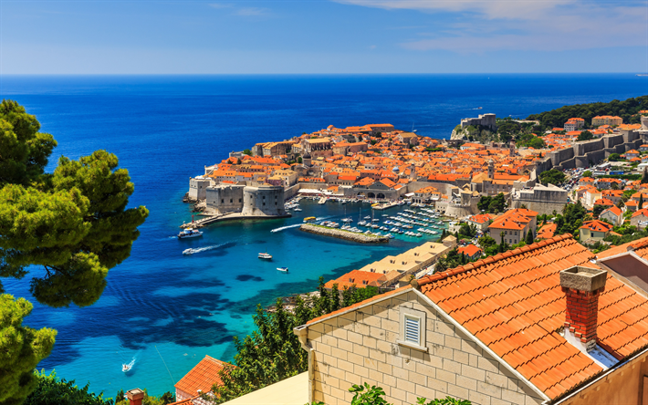 Dubrovnik, summer, coast, resort, Croatian city, Adriatic Sea, Croatia