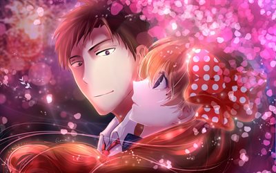 Gekkan Shoujo Nozaki-kun, huvudpersonerna, romantik, par, Hirotaka Wakamatsu, Chiyo Och Sakura Sj&#228;lv