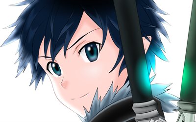 Kirito, manga, close-up, el arte, la Espada de Arte en L&#237;nea