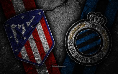 Atletico Madrid vs Club Brugge, Champions League, Group Stage, Round 2, creative, Atletico Madrid FC, Brugge FC, black stone