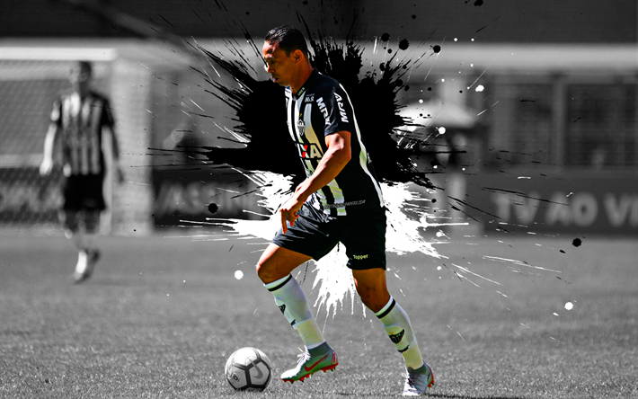 Ricardo Oliveira, 4k, art, Atletico Mineiro, Brasilialainen jalkapalloilija, roiskeet maali, grunge art, creative art, Serie, Brasilia, jalkapallo