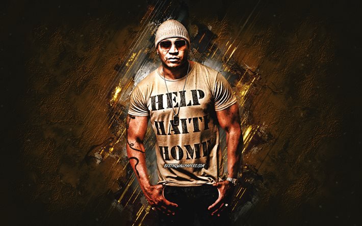 LL Cool J, James Todd Smith, american singer, portrait, brown stone background
