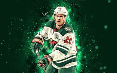 Ryan Suter, 4k, NHL, Minnesota Wild, hokey yıldızları, hokey, yeşil neon ışıklar, hokey oyuncuları, Ryan Suter Minnesota Wild, Ryan Suter 4K