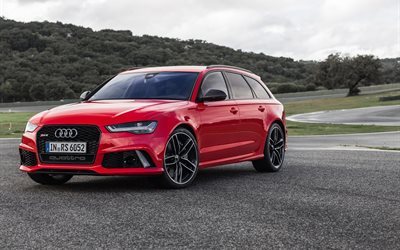 Audi RS6 Avant, red RS6, wagon, tuning Audi, red Audi