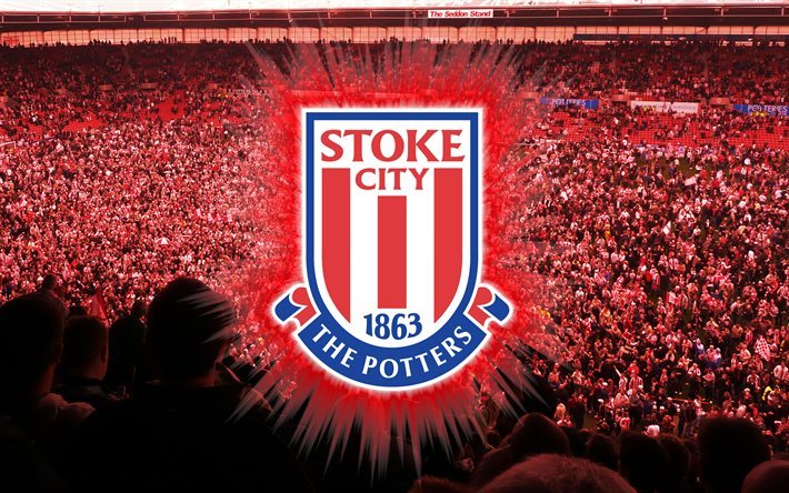 Stoke City FC, 4k, logo, fan art, club de football